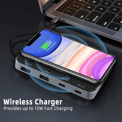 Laptop USB C Docking Station, Magnetic Wirless Charger with USB C to HDMI Adapte
