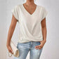 Fashion V-neck Short-sleeve T-shirt Summer Casual Irregular Knot Top For Women Clothing
