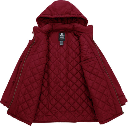 Women's Winter Thick Puffer Coat with Fleece Lining and Fur Hood