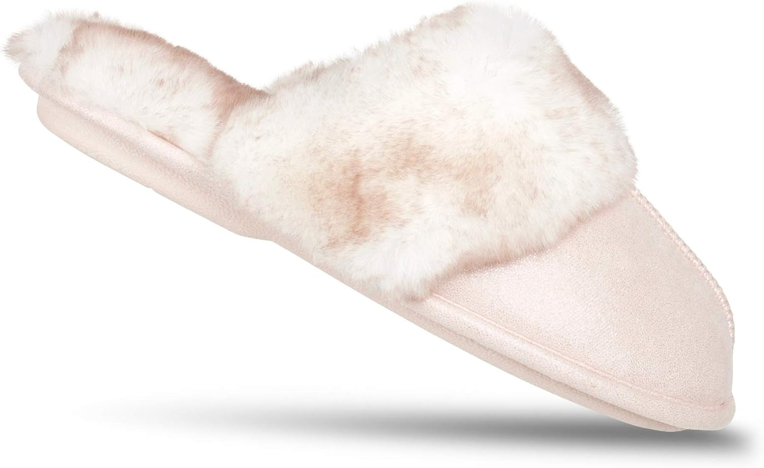 Women's Faux Fur Memory Foam House Slippers with Anti-Skid Sole