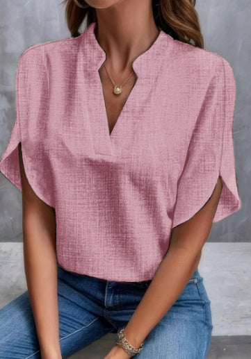 Summer Short-sleeved Chiffon Shirt New V-neck Shirt Women&