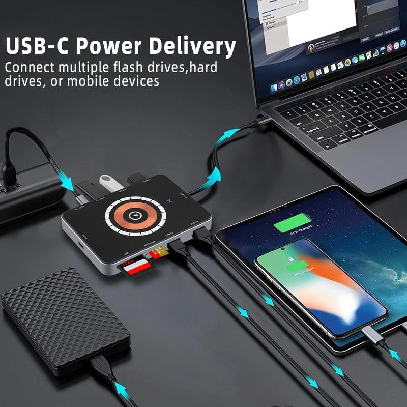 Laptop USB C Docking Station, Magnetic Wirless Charger with USB C to HDMI Adapte