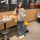 Korean Style Double Zipper Gray Coat Women&