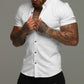 Short Sleeve Lapel Shirt Elastic Thin Solid Color