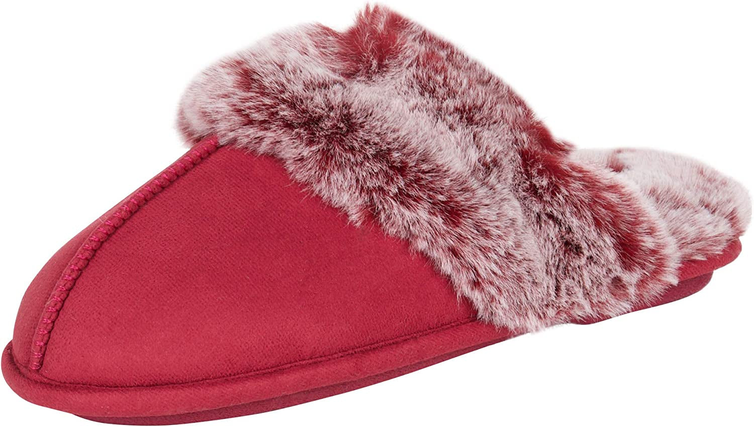 Women's Faux Fur Memory Foam House Slippers with Anti-Skid Sole