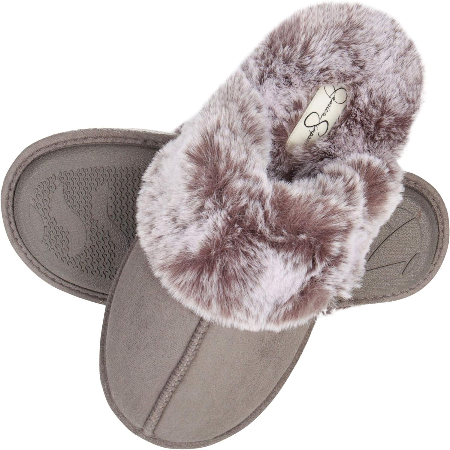 Women's Faux Fur Memory Foam House Slippers with Anti-Skid Sole