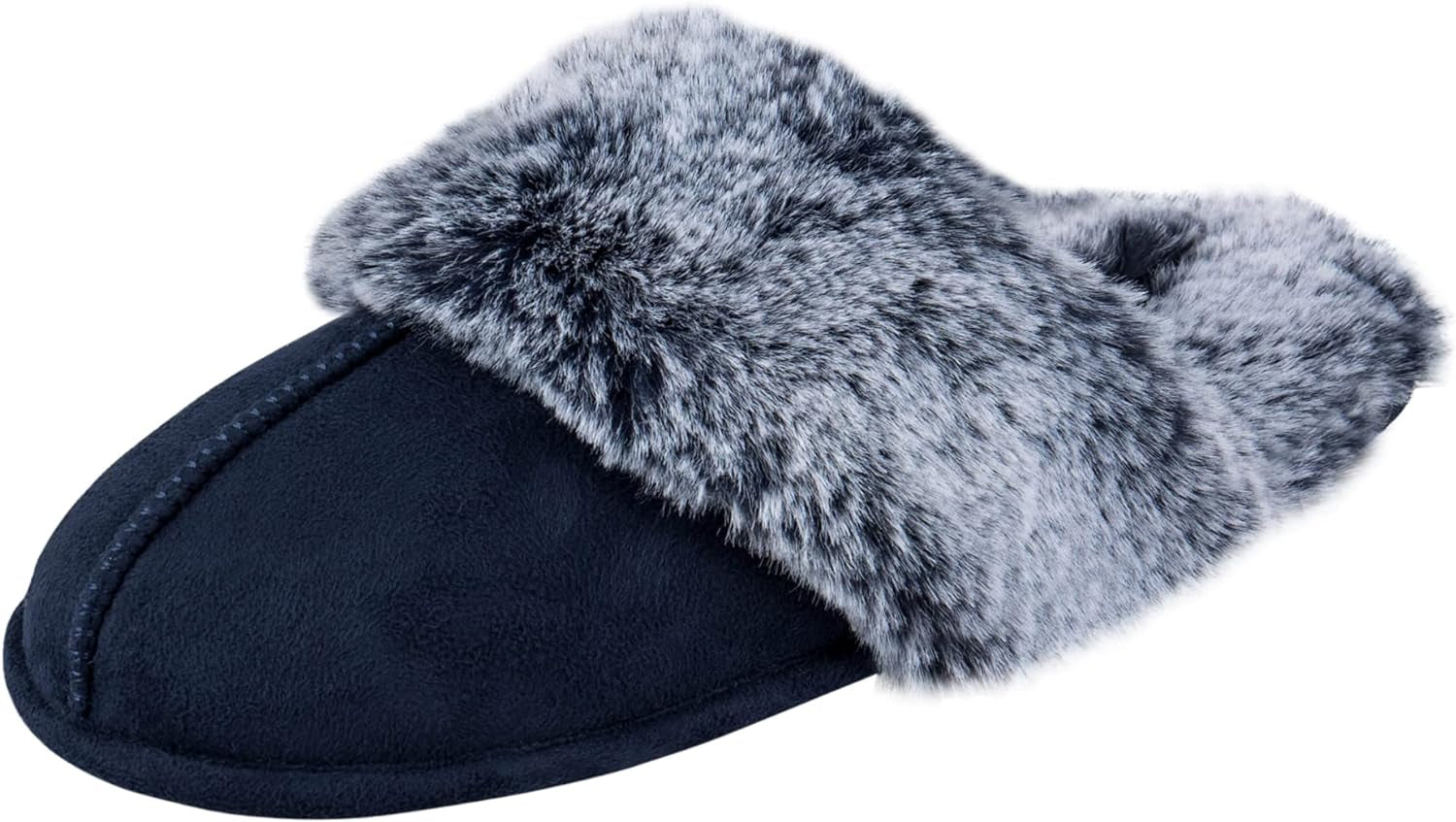 Women's Faux Fur Memory Foam House Slippers with Anti-Skid Sole