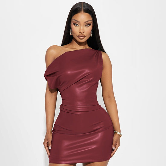 Sexy Oblique Shoulder Temperament Sheath Dress