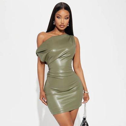 Sexy Oblique Shoulder Temperament Sheath Dress