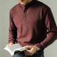 Long Sleeve Polo Shirt Simple Solid Color Fitness Men&