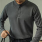 Long Sleeve Polo Shirt Simple Solid Color Fitness Men&