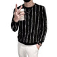 Niche Round Neck Slim-fit Striped Sweater For Men
