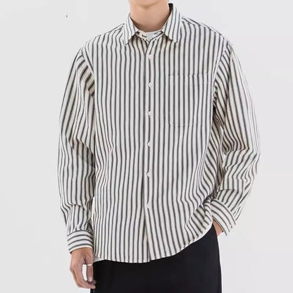 Loose Trendy All-match Retro Casual Striped Shirt