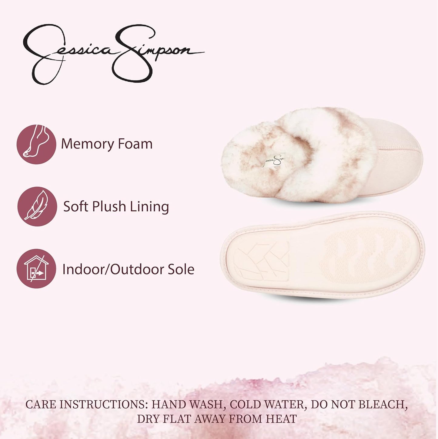 Women's Faux Fur Memory Foam House Slippers with Anti-Skid Sole