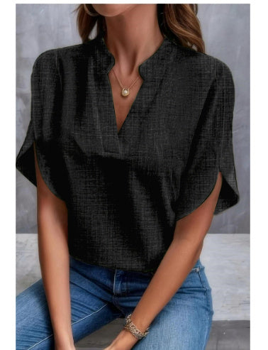 Summer Short-sleeved Chiffon Shirt New V-neck Shirt Women&