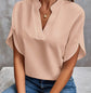 Summer Short-sleeved Chiffon Shirt New V-neck Shirt Women&