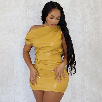 Sexy Oblique Shoulder Temperament Sheath Dress
