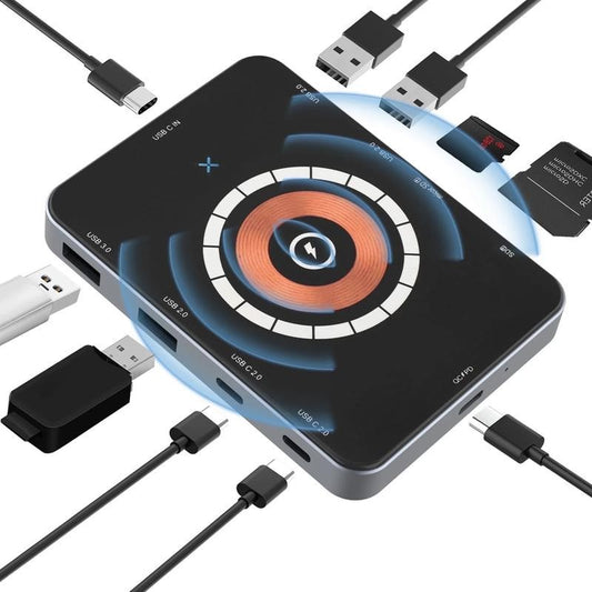 Laptop USB C Docking Station, Magnetic Wirless Charger with USB C to HDMI Adapte